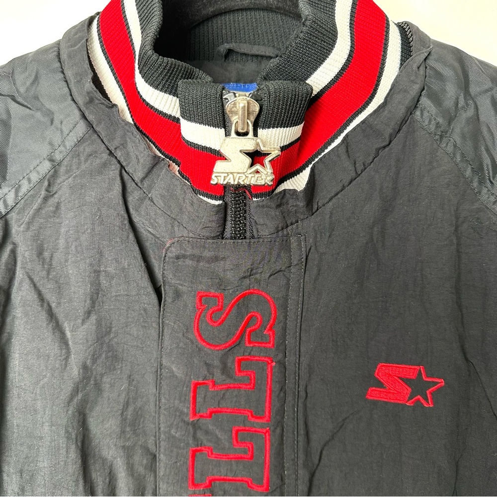 Vintage 90’s Chicago Bulls 1/4 Zip Pullover Embroidered Starter Jacket - Picture 3 of 15